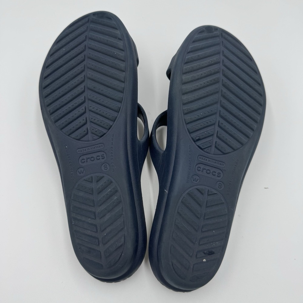 CROCS Sanrah Blue Cream Medallion Ring Wedge Slides Sandals Size 8 - Picture 6 of 6
